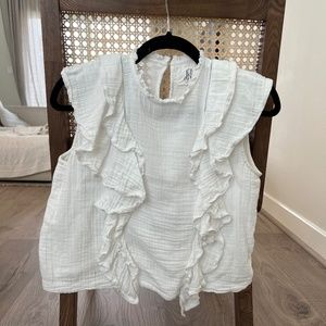 DRA Womens White Ruffle Top (Size XS)